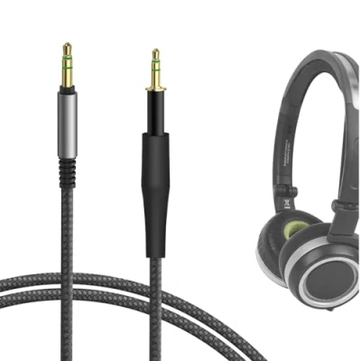 Abbildung von Geekria Apollo Upgrade Cable for AKG K430, K450, K451, K452, Q460, K480 Headphones and More/AUX Braided Tangle Free Premium Headphone Replacement Audio Cord (Black 4FT)