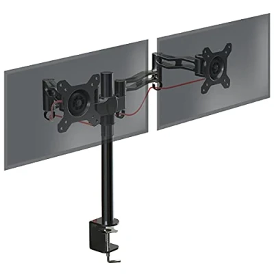 Abbildung von Duronic DM352 BK Arm für 2 Computermonitore ergonomische Doppel Monitorhalterung PC Monitore VESA 75 100 höhenverstellbar drehbar neigbar und schwenkbar Universelle Kompatibilität