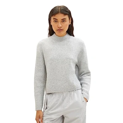 Abbildung von TOM Tailor Denim MOCK NECK Strickpullover, Damen, Größe: XL, Basic light grey melange