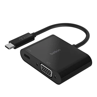 Abbildung von Belkin USB C/VGA Ladeadapter (unterstützt eine HD Videoauflösung von 1080p; 60 W Leistung für angeschlossene Geräte) MacBook Pro VGA Adapter