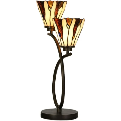 Abbildung von Clayre &amp; Eef Tiffany Tischlampe 46x28x63 cm Beige Glas
