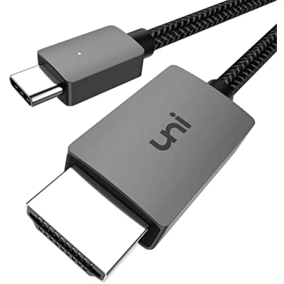 Abbildung von uni USB C auf HDMI Kabel 4K [dauerhaft und stabil] 3m langes Typ (Thunderbolt 3/4) kompatibel für iPhone 15 Pro, MacBook Pro Air, iPad Samsung S23 S8, Surface Go, XPS 17 usw.
