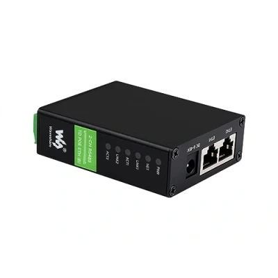 Abbildung von Waveshare 2 CH RS485 to RJ45 Ethernet Converter Module with POE Function, Industrial Rail Mount Isolated Serial Server,Dual Channels Independent Operation,Dual Ports