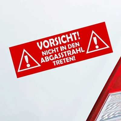 Abbildung von Hellweg Druckerei Vorsicht! Nicht in den Abgasstrahl treten! Tuning Car Auto Aufkleber Sticker Heckscheibenaufkleber
