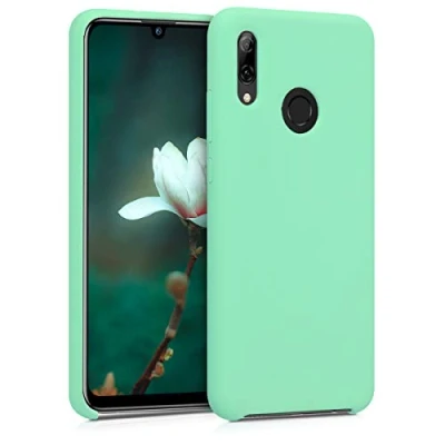 Abbildung von kwmobile Hülle kompatibel mit Huawei P Smart (2019) Silikon Handy Case Handyhülle weiche Oberfläche kabelloses Laden Pfefferminzgrün