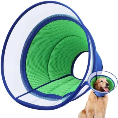 Abbildung von Halskrause Hund Weich, Schutzkragen Leckschutz Hund, Atmungsaktive Hunde Halskrause, Einstellbarer Hundekragen Leckschutz, Leicht Halskrausen für Hunde, Haustier Elisabethanischer(Size 4, Blue)