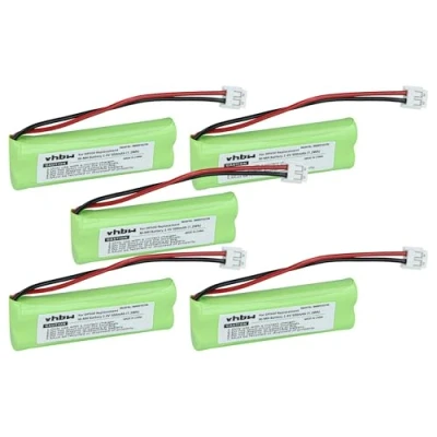 Abbildung von vhbw 5X Akku kompatibel mit Swissvoice DP500, DP500 Eco Plus, DP550 BT schnurlos Festnetz Telefon (500mAh, 2,4V, NiMH)