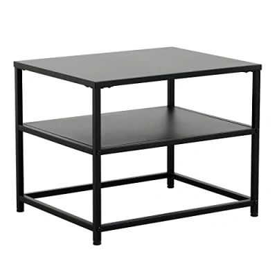 Abbildung von riess ambiente Beistelltisch DURA STEEL 50cm schwarz (Einzelartikel, 1 St), Wohnzimmer · Metall eckig mit Fach Industrial