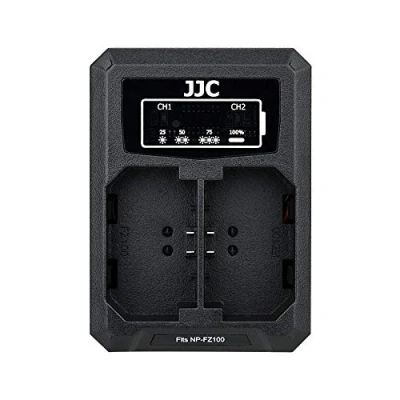 Abbildung von JJC USB Dual Ladegerät Akkulader für Sony FX3 Alpha A1 ILCE 1 A9 9 A9II 9M2 A7C A7SIII A7III A7IV A7M4 A7M3 A7RIII A7RM3 A7RIV A7RM4 A6600 Kameras NP FZ100 Akku