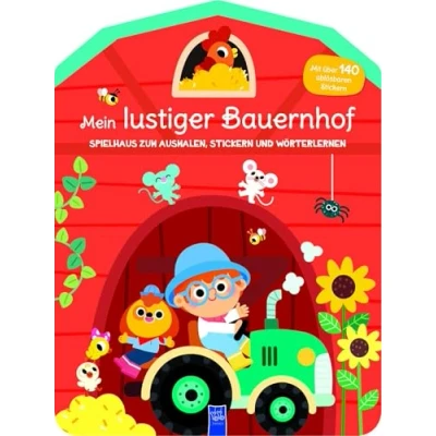 Abbildung von Mein lustiger Bauernhof Spielhaus zum Ausmalen, Stickern und Wörter lerner (Farm)