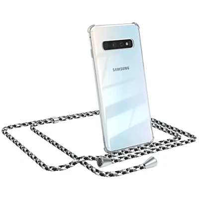 Abbildung von EAZY CASE Handykette kompatibel mit Samsung Galaxy S10 Handyhülle Umhängeband, Handykordel Schutzhülle, Silikonhülle, Hülle Band, Stylische Kette für Smartphone, Schwarz Camouflage
