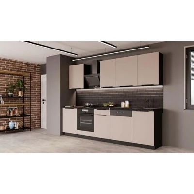 Abbildung von Küchen Preisbombe Küchenzeile ARONA BASIC 280 Küchenblock Küche Einbauküche Kaschmir beige Schwarz