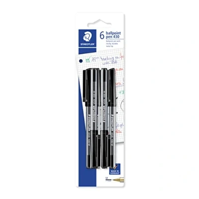 Abbildung von STAEDTLER 430 M9BK6 stick Kugelschreiber Linienbreite M, 0.45 mm, 6 Stück auf Blisterkarte, schwarz