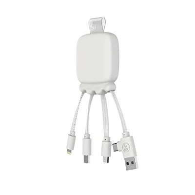Abbildung von Xoopar Multi Stecker USB Hub 4 in 1: C, und Micro Universal Ladegerät externer Akku 3000 mAh aus recyceltem Kunststoff Octopus Gamma (weiß)
