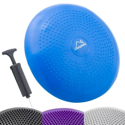 Abbildung von CampTeck U6765 Luftkissen Sitzen Aufblasbar Ballsitzkissen Balance Kissen (32cm) mit Handpumpe für Fitness, Geschicklichkeit, Rückentraining, Yoga, Bequemes Blau