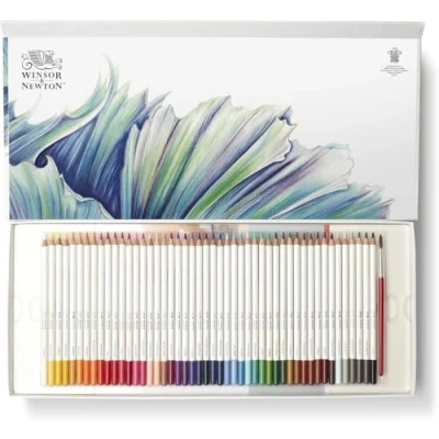 Abbildung von Winsor &amp; Newton 2090003 50 teiliges Geschenkset zum Skizzieren, Illustieren, Zeichnen für Künstler mit 48 Aquarellstiften 1 Block in 27cm x 19,4cm, Pinsel