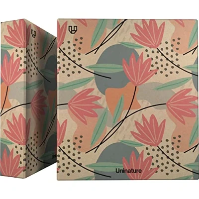 Abbildung von Unipapel Ringbuch aus recyceltem Kraftpapier A4 4 gemischte Ringe 40 mm Uninature Design Blumen FSC Recycled 100%