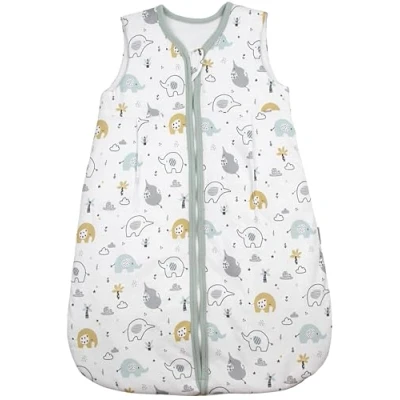 Abbildung von TupTam Baby Ganzjahresschlafsack 2.5 TOG, OEKO TEX zertifiziert, wattiert, Unisex, atmungsaktiv, Farbe: Elefanten Grau Gelb Lightpetrol, Größe: 80 86