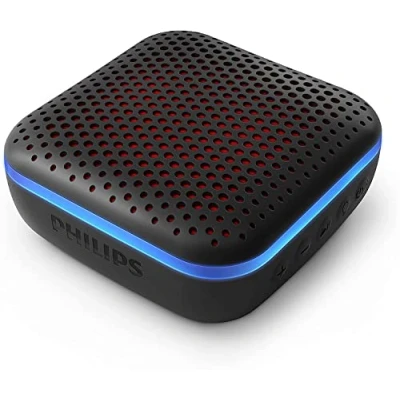 Abbildung von Philips Audio Bluetooth Lautsprecher S2505B/00 mit LED Leuchten (Integriertes Mikrofon, Robust und IPX7 wasserdicht, 10 Stunden Spielzeit, 20 m Reichweite) Schwarz