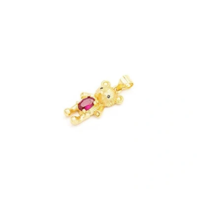 Abbildung von Anhänger Teddybär aus Messing mit Schmuckstein und langanhaltender 18k Goldbeschichtung von Vintageparts zum Schmuck selber Machen