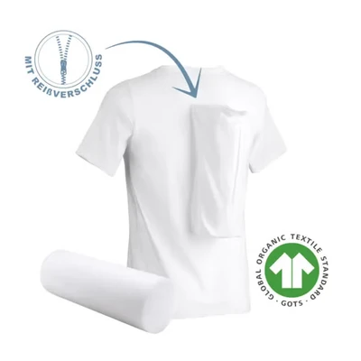 Abbildung von somnipax Standard Anti Schnarch Shirt mit Hartschaum Rolle, 100% Bio Baumwolle, Hilfe bei CPAP Therapie, gegen Schlafapnoe + Schnarchen, für Frauen [L]