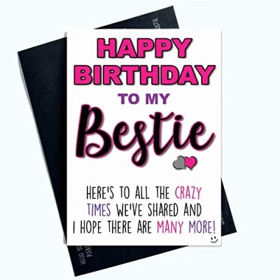 Abbildung von Peachy Antics Lustige Geburtstagskarten für Sie Bestie Crazy Times Banter Best Friend Humor PC919