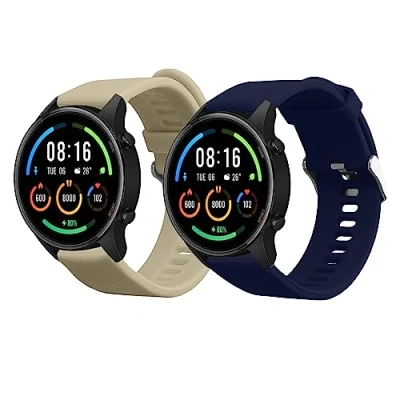 Abbildung von kwmobile 2X Sportarmband kompatibel mit Xiaomi Mi Watch/Mi Watch Color Sport Armband Fitnesstracker Band Set aus TPU Silikon