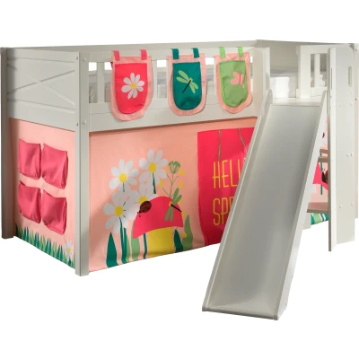 Abbildung von Vipack Hochbett &quot;Scott&quot;, (Made in Europe), m. Rutsch /Leiterturm, LF 90x200 cm, Vorhang, Tasche, 4 Designs