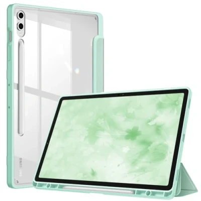 Abbildung von Fintie Hybrid Hülle für Samsung Galaxy Tab S9 FE+/Tab Plus 12.4 Zoll 2023 Tablet mit Stifthalter Stoßfeste Schutzhülle transparenter Hartschale auf der Rückseite, Hellgrün