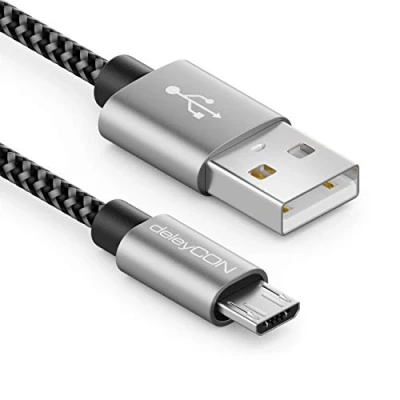 Abbildung von deleyCON 3,0m Nylon Micro USB Kabel Ladekabel Datenkabel Metallstecker Laden &amp; Synchronisieren Handy Smartphone Tablet