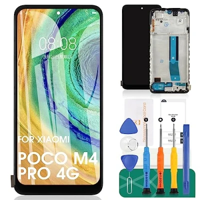 Abbildung von Für Xiaomi Redmi Note 11S 4G LCD Display 11 Bildschirm Ersatz Poco M4 Pro Touch Screen Digitizer Assembly Repair Kit(Schwarz mit Lünette)