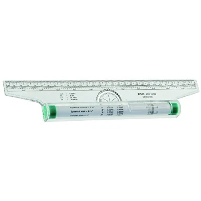 Abbildung von Linex RR1000 Roll Lineal 300 mm, Einteilung in mm und Zoll, 180 Winkelmesser, mit Umrechnungsformeln