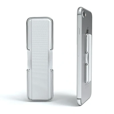 Abbildung von EAZY CASE Smartphone Fingerhalterung/Fingerhalter mit Standfunktion I Handy Haltegriff, Fingerschlaufe, Finger Halterung, Smartphonehalter, Selfie Handyhalter, 2 Metallclips, Weiß