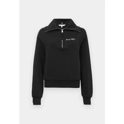 Abbildung von Tommy Hilfiger Classic Script HALF ZIP Sweatshirt, Damen, Größe: XXS, Black