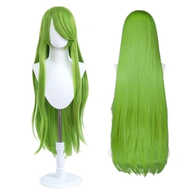 Abbildung von 100cm lange Perücke, universelle Anime Kostüm Cosplay perfekt für Party, täglichen Gebrauch, Festivals und Halloween, ideal TV, Film, Charakter (Limettengrün)