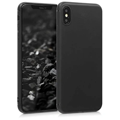 Abbildung von kwmobile Hülle kompatibel mit Apple iPhone XS Max weiches TPU Silikon Case Cover geeignet für kabelloses Laden Schwarz