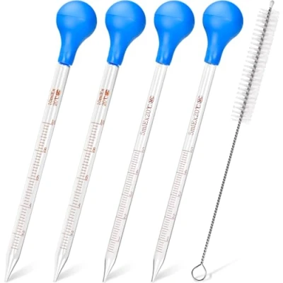 Abbildung von HATANSE 4 Stück Glas Pipetten Dropper, Tropfpipetten, Pipette Glas, Transfer Pipette, Glaspipette, Messpipetten, 5ml 10ml mit Tropfenbürsten
