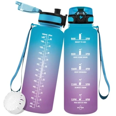 Abbildung von Vikaster 1.5l trinkflasche Sport, BPA frei 1500ml Auslaufsicher Kunststoff Wasserflasche, Große für Büro, Camping, Fitness, Wandern, Yoga, Reisen, Outdoor