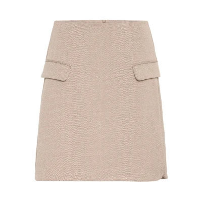 Abbildung von ICHI Ihkate Jacquard Alinienrock, Damen, Größe: Medium, Fungi almond milk herringbone