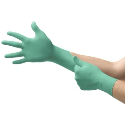 Abbildung von Ansell Microflex 25 101 Einweg Neoprenhandschuhe, Exzellenter Schutz bei Mechanik , Industriel und Chemikalienarbeiten, Lebensmittelindustrie, Grün, Größe L (100 Handschuhe)