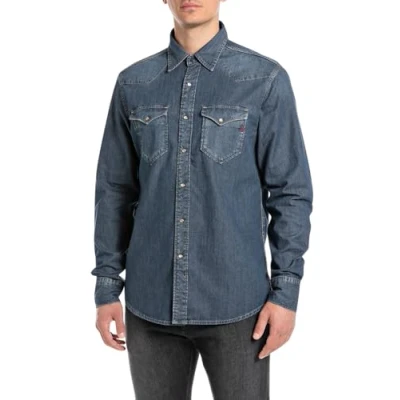 Abbildung von Replay Hemd, Herren, Größe: Medium, Dark denim