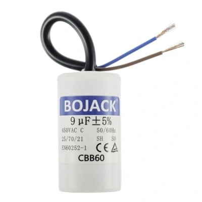 Abbildung von BOJACK CBB60 9uF 450V 50/60HZ Anlaufkondensator, SH Motorbetriebskondensator, AC Motorkondensator, mit Draht