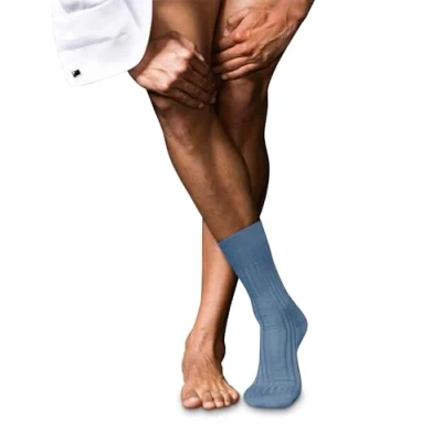 Abbildung von FALKE Herren No. 13 M SO feinste Piuma Baumwolle einfarbig 1 Paar Socken, Blau (Airy Blue 6707), 41 42