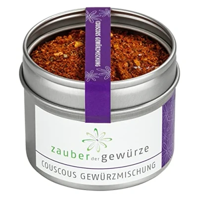 Abbildung von Zauber der Gewürze Couscous Gewürz, Gewürzmischung für Couscous, Bulgur, Tabouleh und weitere orientalische Gerichte, Premium Qualität in wiederverschließbarer Aroma Dose, 55 g