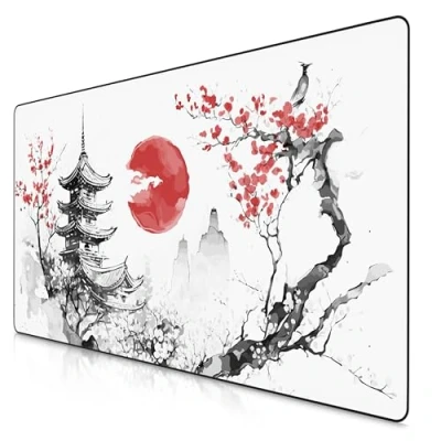 Abbildung von Titanwolf XXXL Übergröße Mauspad 1200x600mm, Gaming Mousepad Groß,120x60 cm Tischunterlage Large Size, verbessert Präzision und Geschwindigkeit XXXL, für Logitech Maus Tastatur, Japan Ink Painting