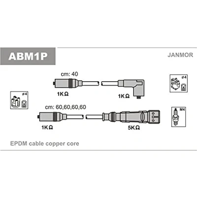 Abbildung von JANMOR ABM1P Zündkabelsatz AUDI: 100 C4 Limousine, 80 B3, Avant