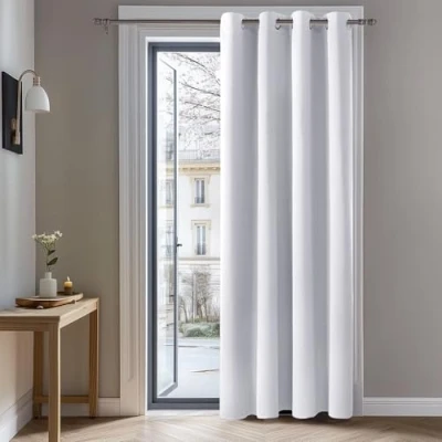 Abbildung von Deconovo Blickdichte Gardinen mit Ösen Verdunkelungsvorhänge Wohnzimmer Dicke Thermogardine Kälteschutz warm Hitzeschutz, 229x132 cm(HöhexBreite), Silber Grau, 1 Stück