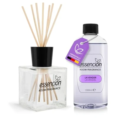 Abbildung von essencion Lime Raumduft Set Glas Diffusor + 1000ml Refill In 14 verlockenden Düften erhältlich (Lavender 200ml+1000ml)
