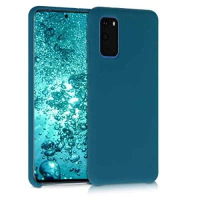 Abbildung von kwmobile Hülle kompatibel mit Samsung Galaxy S20 Silikon Handy Case Handyhülle weiche Oberfläche kabelloses Laden Petrol matt