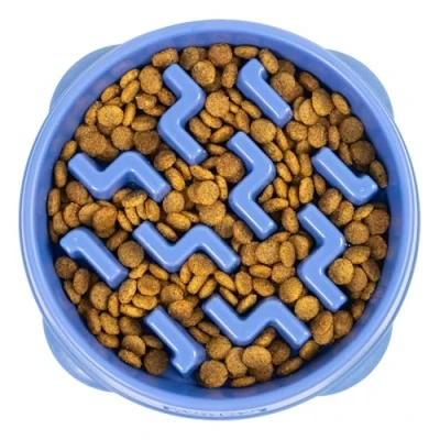 Abbildung von Outward Hound Fun Feeder in Blau M für Welpen alle Hunde Trockenfutter Nassfutter Barf langsames fressen